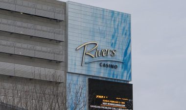 Close up of Rivers Casino signage, representing the Rivers Casino class action.