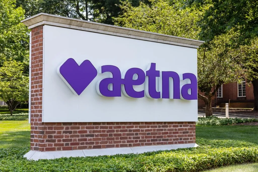 Close up of Aetna signage, representing the Aetna lawsuit.