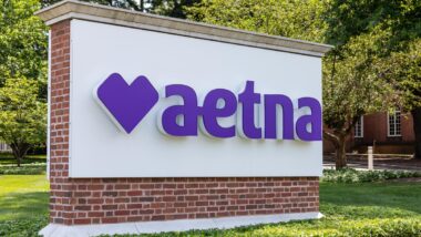 Close up of Aetna signage, representing the Aetna lawsuit.