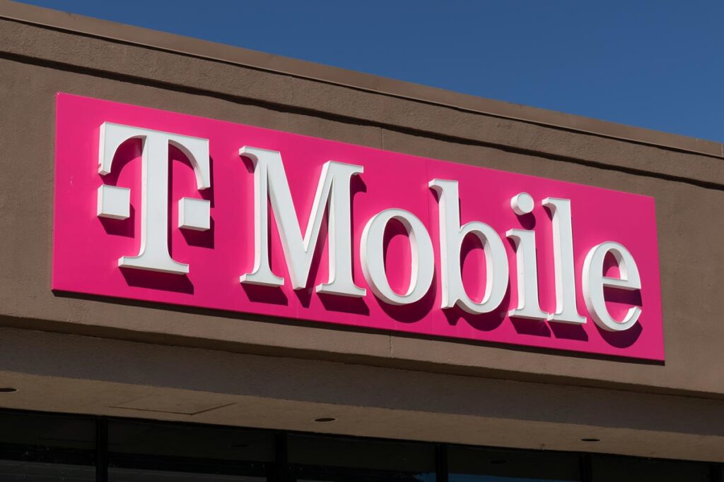 Close up of T-Mobile signage, representing the T-Mobile lawsuit.