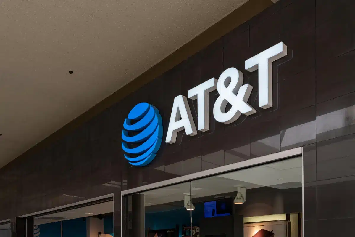 Close up of AT&T signage, representing the AT&T class action.