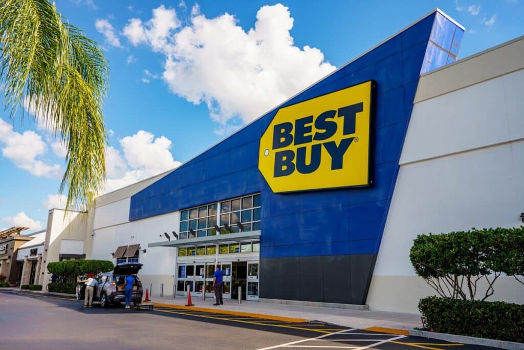 Exterior of a Best Buy location, representing the Best Buy class action.