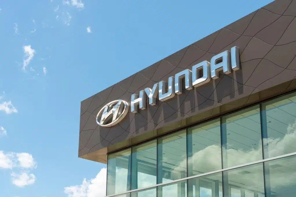 Hyundai dealership signage, representing the Hyundai and Kia fuel systems class action.