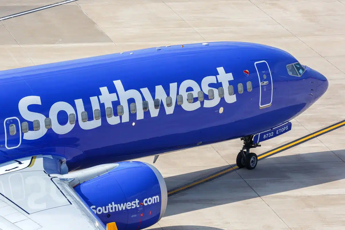 Southwest Airlines plane at an airport, representing the Southwest lawsuit.