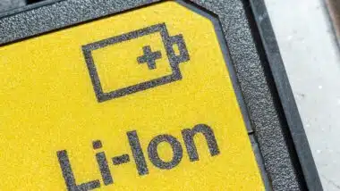 Close up of lithium ion battery, representing lithium-ion batteries.