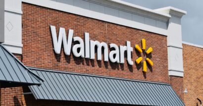 Close up of Walmart storefront signage, representing the Walmart class action.