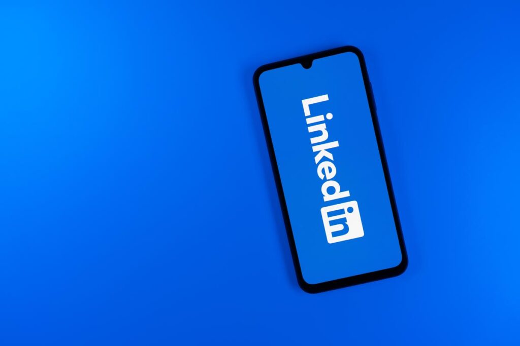 LinkedIn logo displayed on a smartphone, representing the LinkedIn class action.