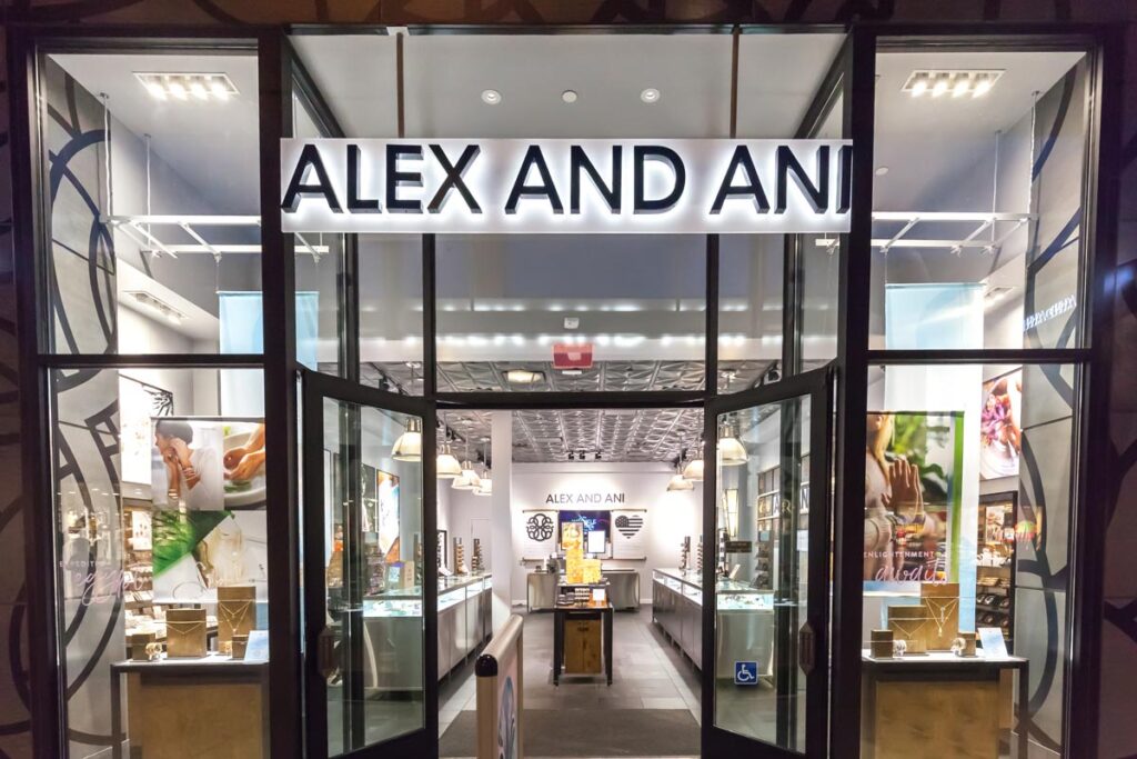 Alex and Ani storefront, representing the Alex and Ani class action.