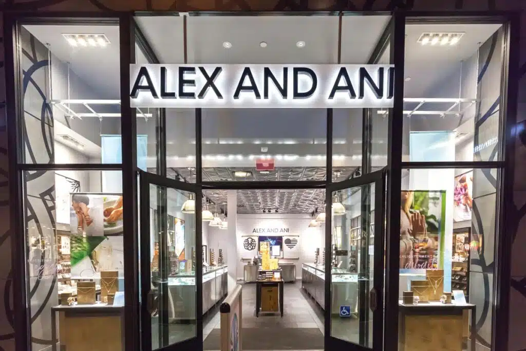 Alex and Ani storefront, representing the Alex and Ani class action.