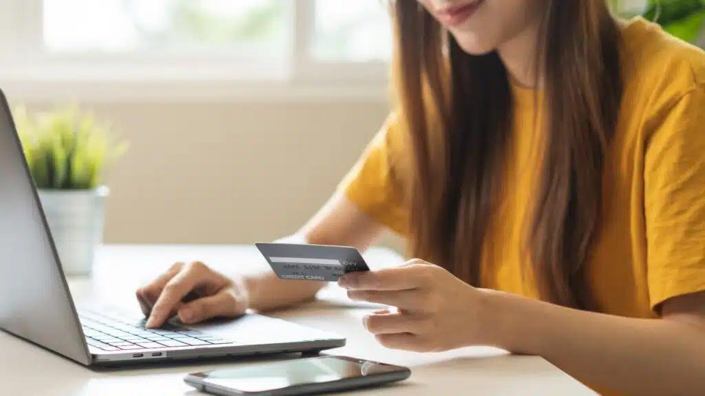 Online shopping at home.