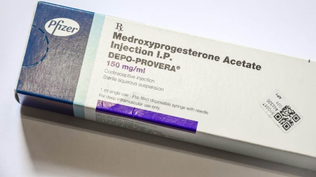 Depo-Provera isolated on white background.