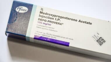 Depo-Provera isolated on white background.