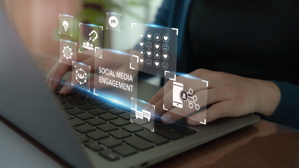 Social media engagement, Digital marketing concept.