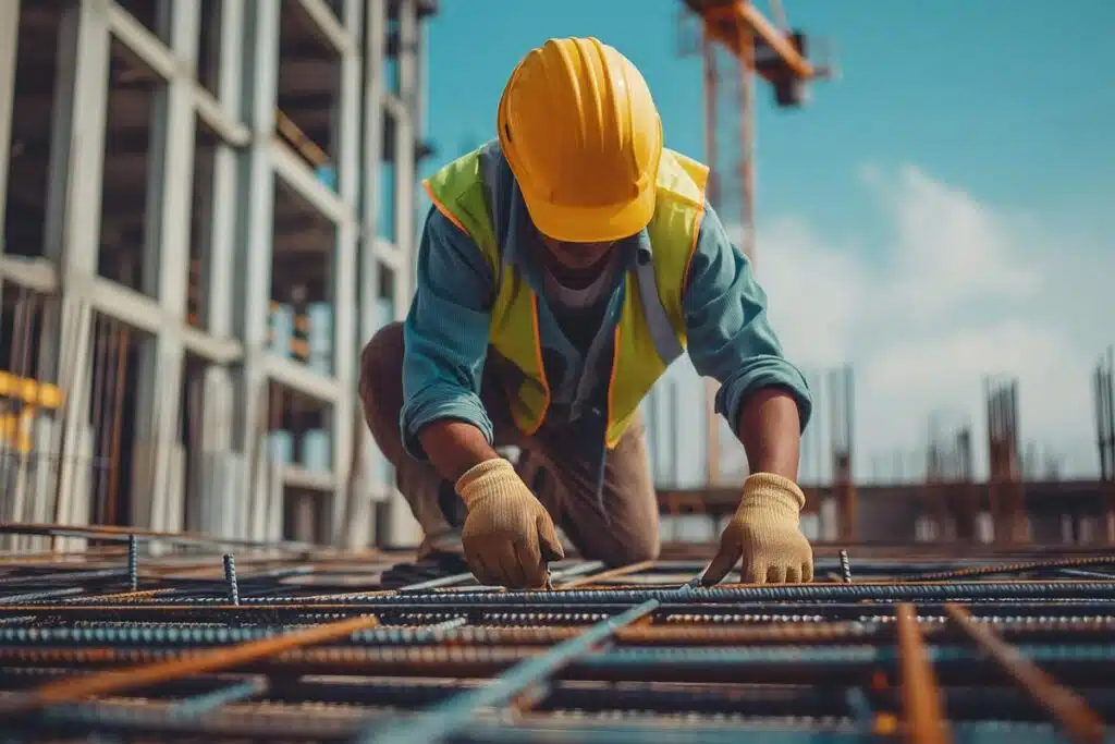 A construction worker working on a rooftop, representing the API settlement.