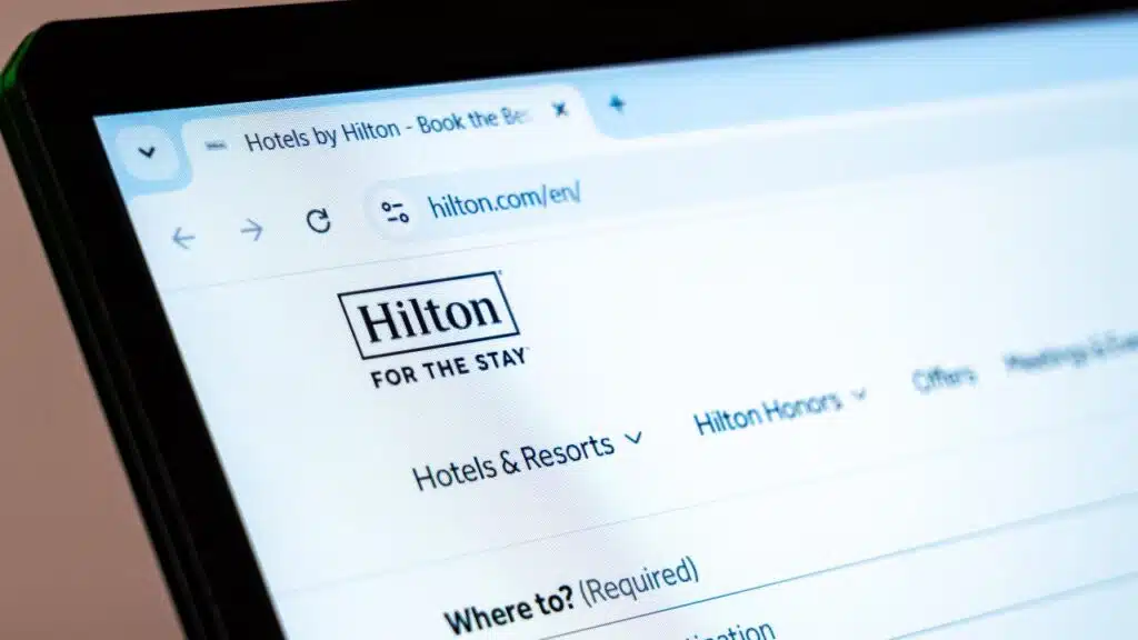 Hilton Hotels website displayed on laptop screen 