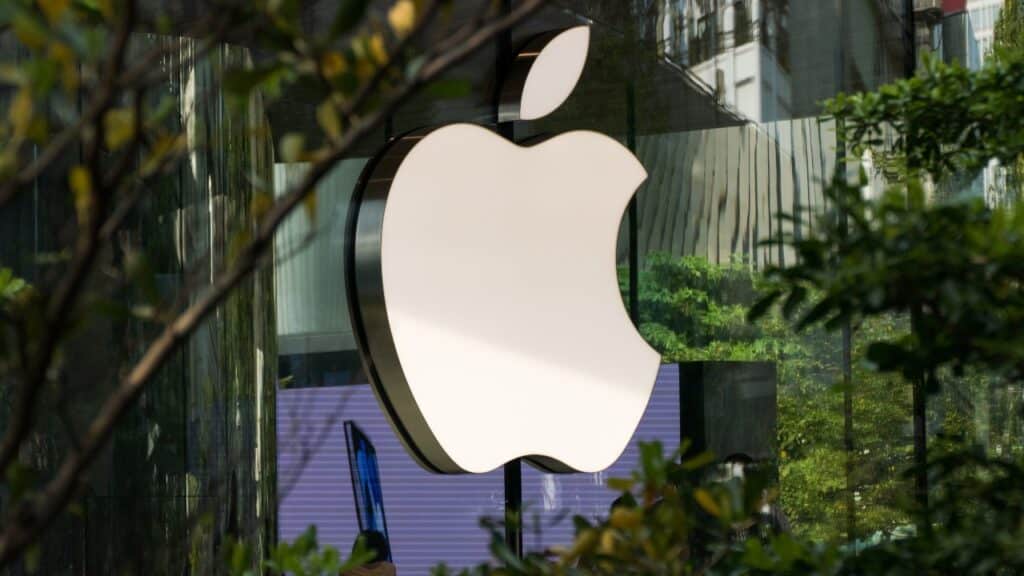 Apple logo on building