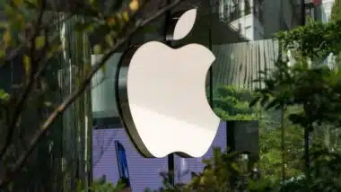 Apple logo on building