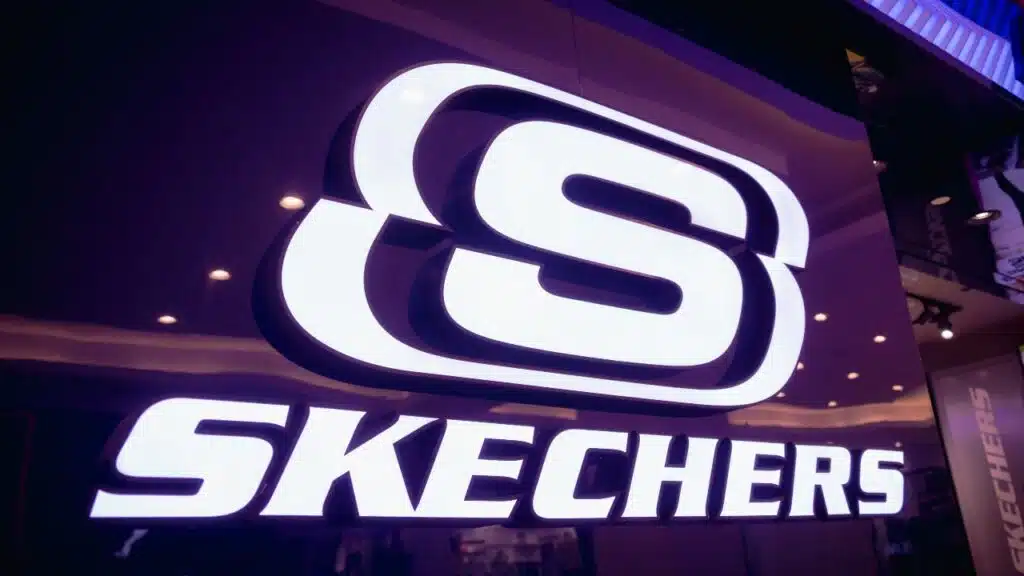 Skechers brand retail shop logo signboard.