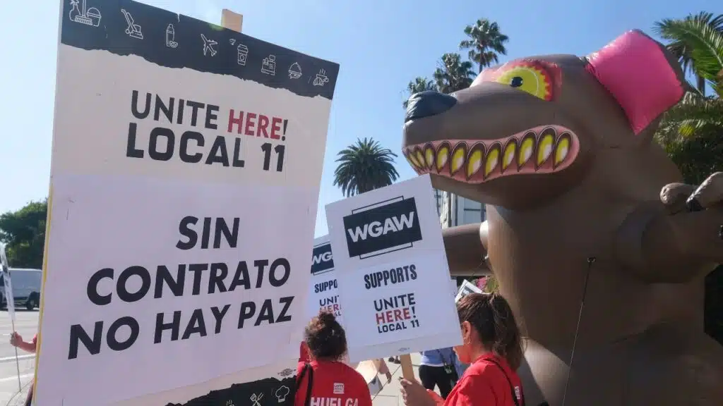 UNITE HERE! Local 11 to support the striking hotel workers as they picket outside Fairmont Miramar Hotel Bungalows