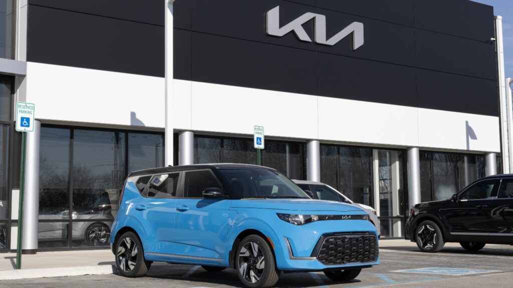Kia Soul GT-Line display at a dealership.