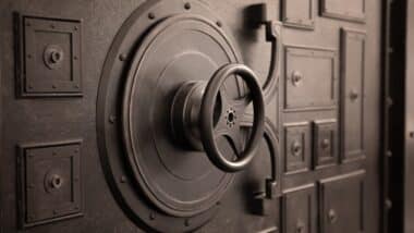 bank vault, bank safe door, concept of reliability and safety