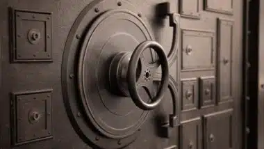 bank vault, bank safe door, concept of reliability and safety