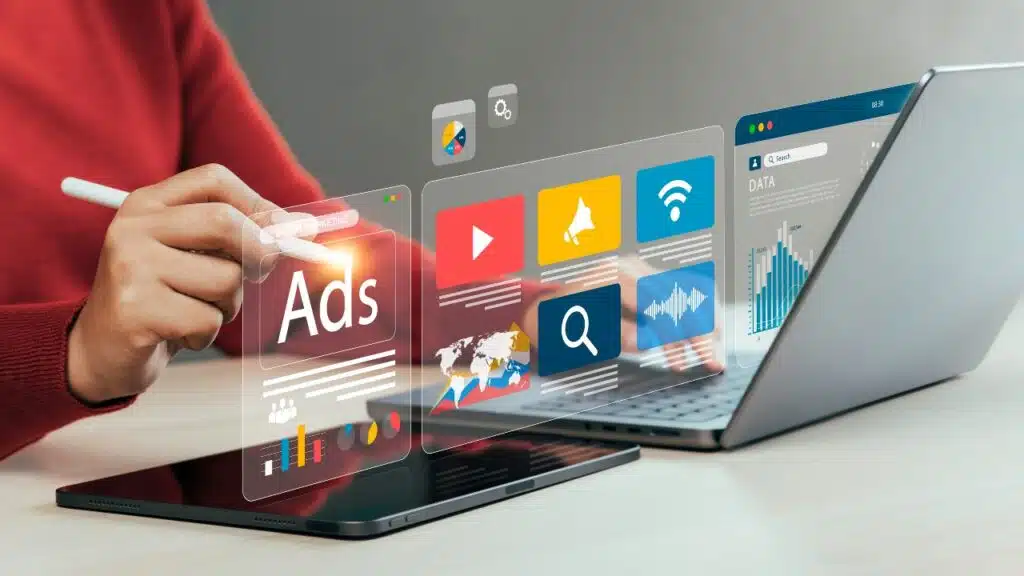 online sales concept of digital marketing, ad, product ads, promotion of products or services through digital tools.
