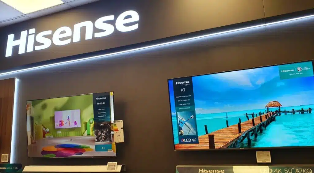 Hisense TVs in an electronics store