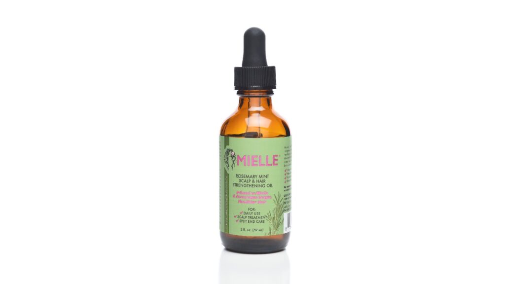 A bottle of Mielle Rosemary Mint Scalp and Hair Strengthening Oil, representing Mielle Organics class action lawsuit