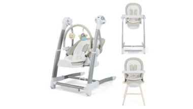 Recalled HONEYJOY 3-in-1 Infant Swing, High Chair and Booster Seat model BE10019US-GR in gray