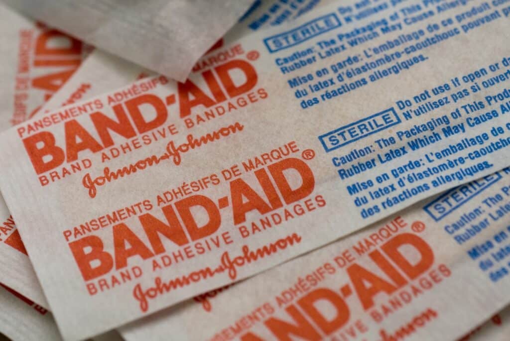 A Johnson Johnson band aid brand bandaids
