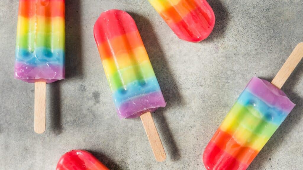 Sweet Summer Rainbow Popsicles with Different Fruit Flavors