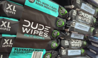 Dude Wipes Brand Wet Wipes on Store Shelf at Walmart