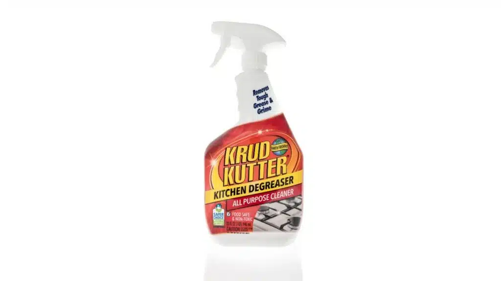 A bottle of Krud Kutter kitchen degreaser all purpose cleaner on an isolated background
