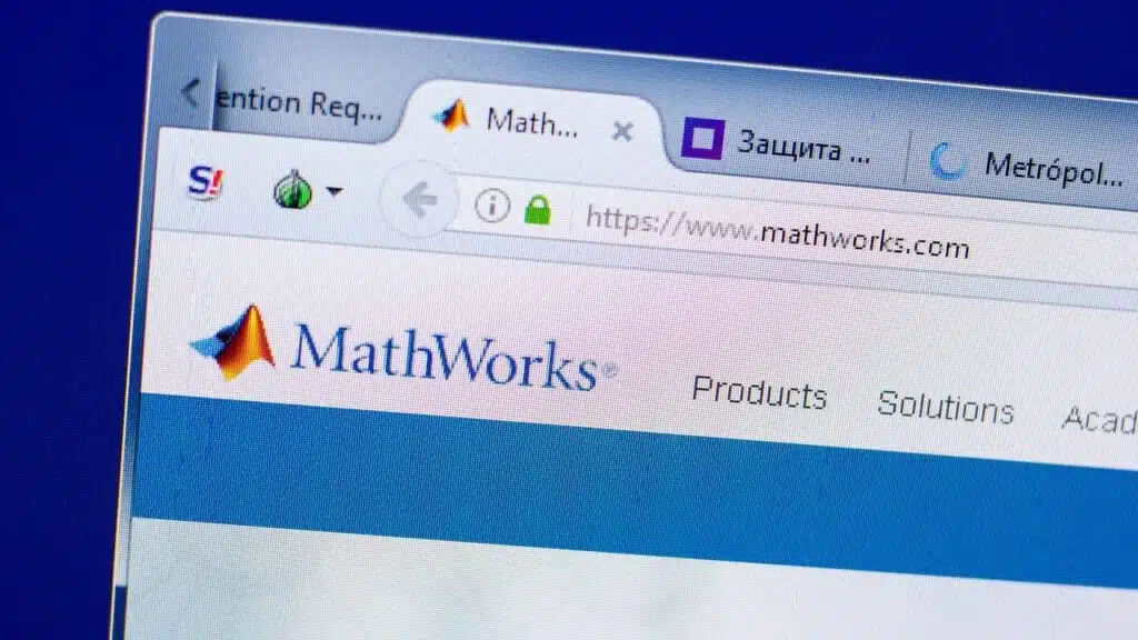 Math Works website on the display of PC.