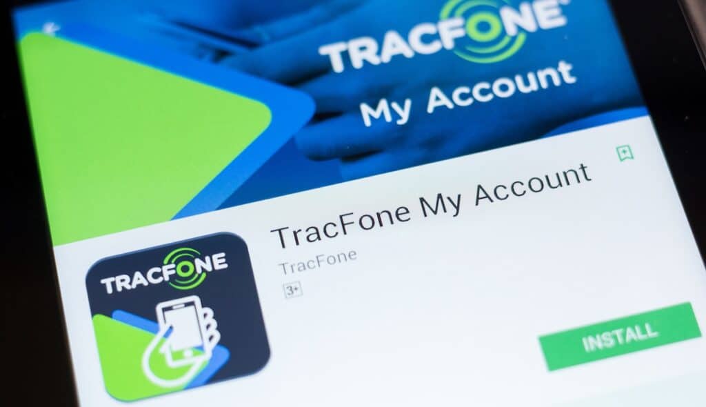 TracFone My Account mobile app on the display of tablet PC.