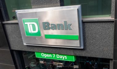 Exterior of TD Bank branch building.