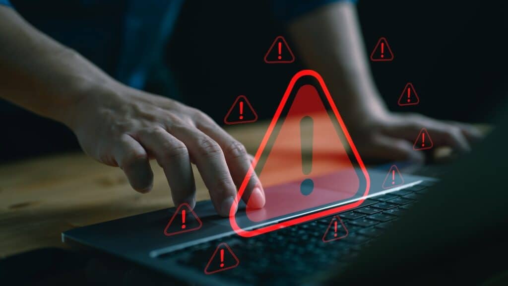 System warning hacked alert, cyber attack