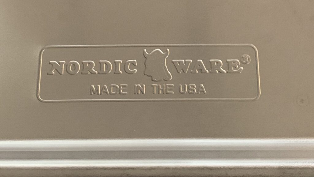 Nordic Ware cookie sheet, close up.