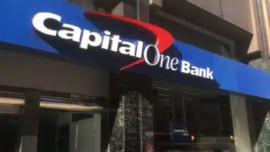 Facade of Capital One Bank Midtown Manhattan location.