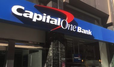 Facade of Capital One Bank Midtown Manhattan location.