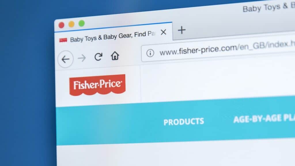 The homepage of the official website for Fisher-Price - the American company that produces educational toys