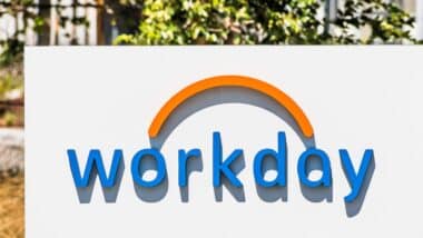 Close up of Workday sign at their headquarters; Workday, Inc. is an on‑demand (cloud-based) financial management and human capital management software vendor.