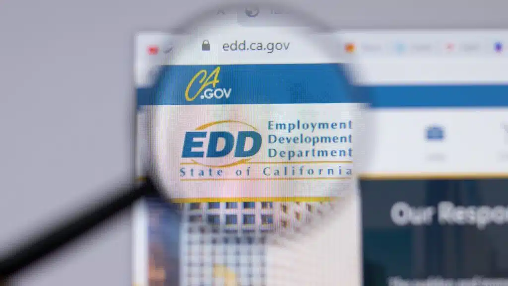 Employment Development Department EDD logo close-up on website page