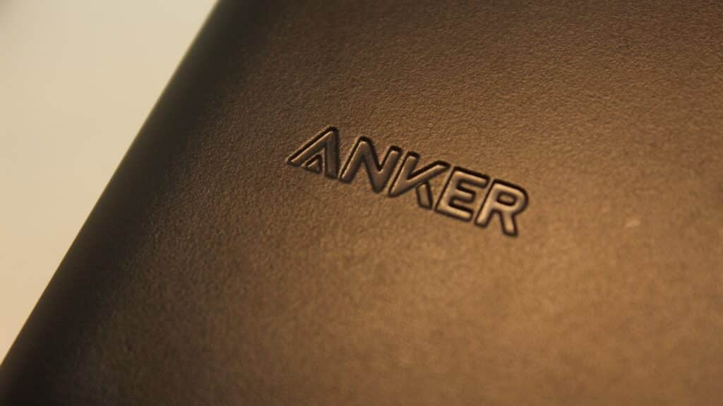 A detail close-up shot Anker logo.