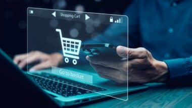 online shopping concept, marketplace website with virtual interface of online Shopping cart part of the network