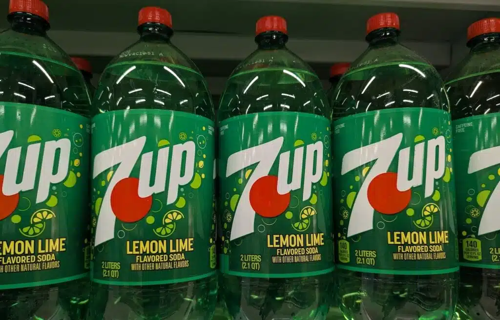7up Soda Brand Products On Store Shelf