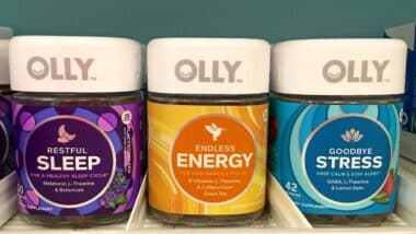 Grocery store shelf with OLLY brand vitamins