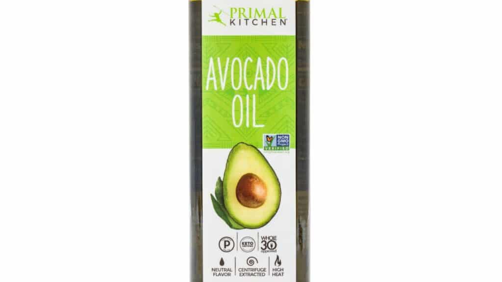 A package of Primal Kitchen avocado oil on an isolated background.