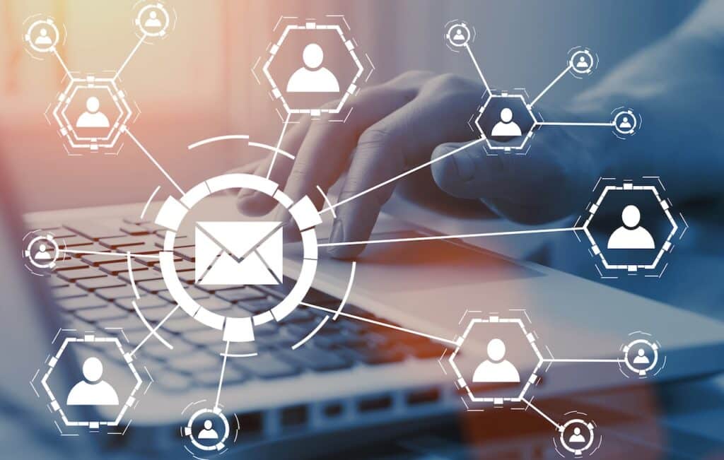 Email and sms marketing concept.